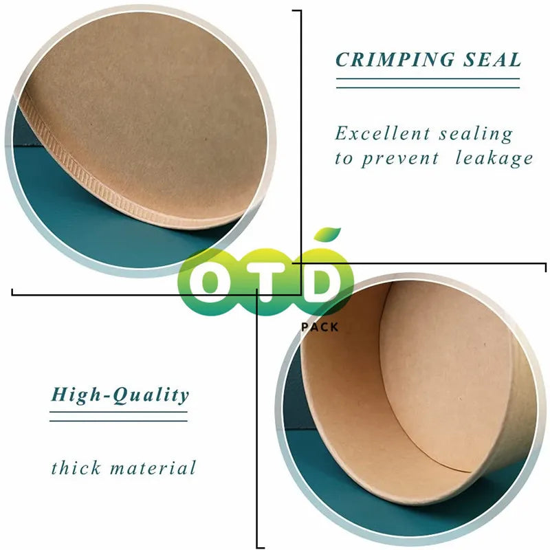 Biodegradable Kraft Paper Salad Bowl Environmental Friendly Disposable Take Out Food Container For Meal Prep And Multiple Use
