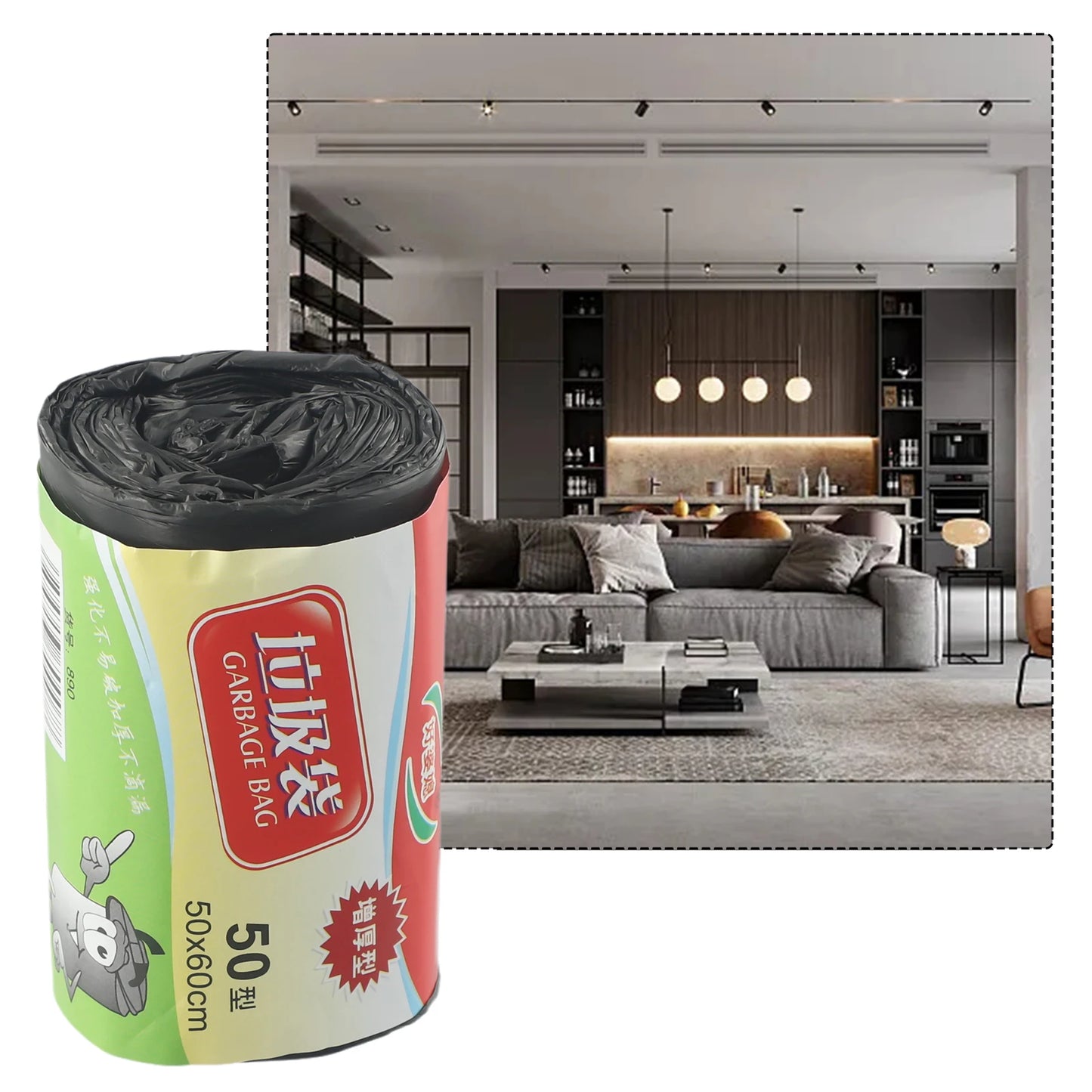 1 Roll 50x60cm Disposable Garbage Bag Household Black Plastic Trash Bags Convenient Environmental Garbage Bags For Kitchen Home