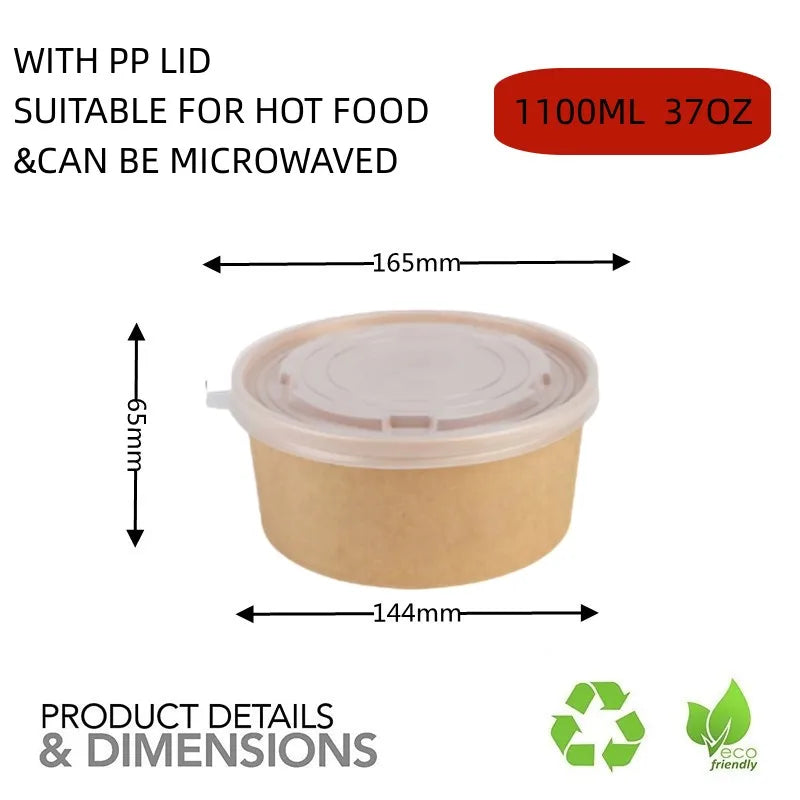 Biodegradable Kraft Paper Salad Bowl Environmental Friendly Disposable Take Out Food Container For Meal Prep And Multiple Use