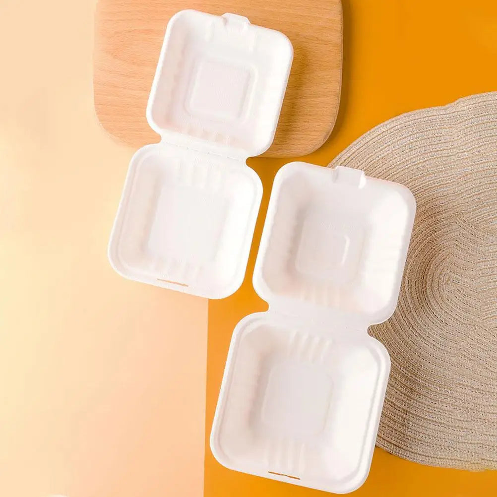 20Pcs Disposable Food Boxes Biodegradable Takeaway Containers Sugar Cane Pulp Storage Boxes For Restaurant