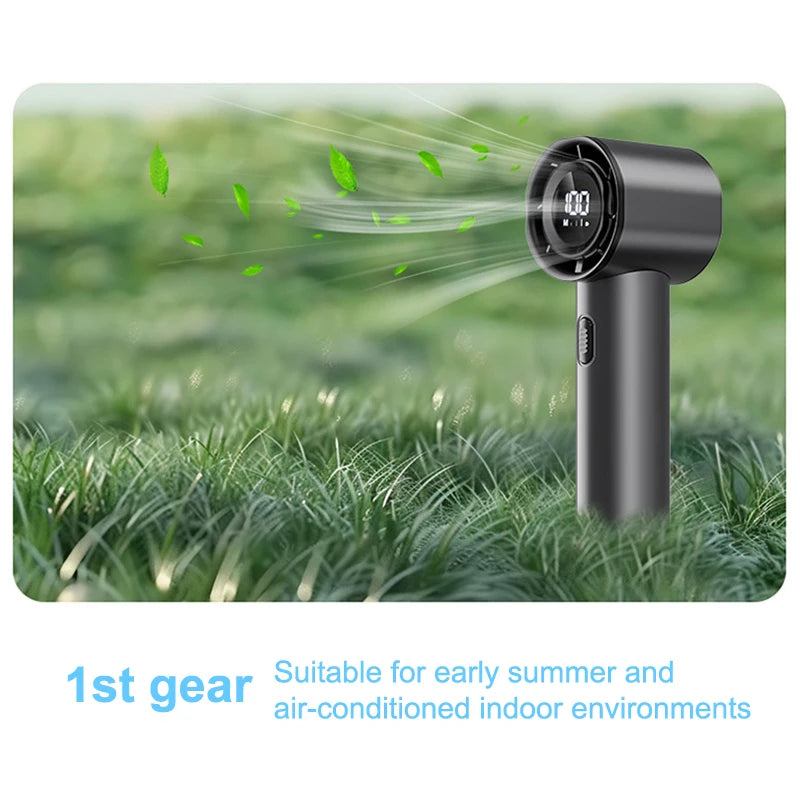 Portable Turbo Handheld Fan 100 Wind Speeds Adjustable Rechargeable LED Digital Mini Pocket Fan For Travel Camping Outdoor