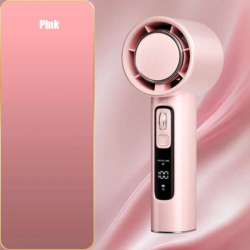 100 Gears Handheld Fan 5000mAh USB Mini Portable Rechargeable High-Speed Turbine Small Fan Desktop Student Electric Fan