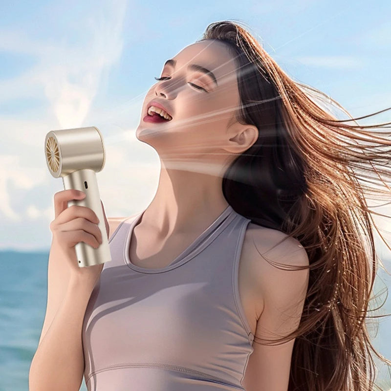 Portable Turbo Handheld Fan 100 Wind Speeds Adjustable Rechargeable LED Digital Mini Pocket Fan For Travel Camping Outdoor