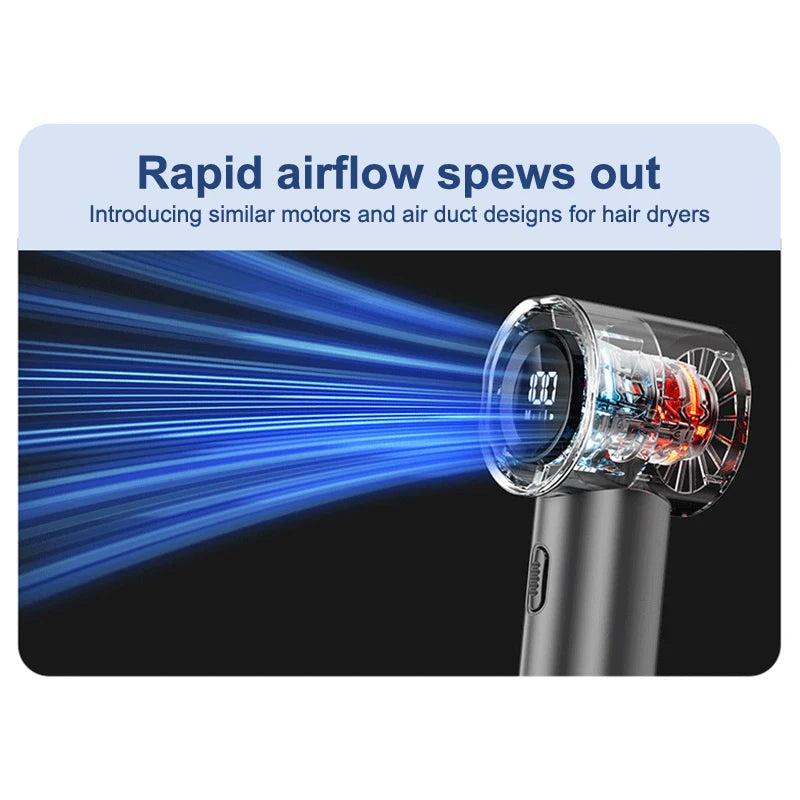 Portable Turbo Handheld Fan 100 Wind Speeds Adjustable Rechargeable LED Digital Mini Pocket Fan For Travel Camping Outdoor