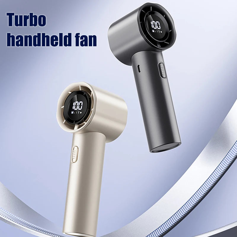 Portable Turbo Handheld Fan 100 Wind Speeds Adjustable Rechargeable LED Digital Mini Pocket Fan For Travel Camping Outdoor
