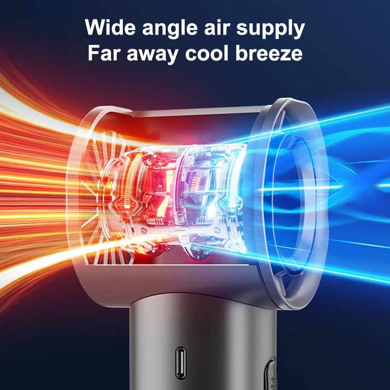 Portable Turbo Handheld Fan 100 Wind Speeds Adjustable Rechargeable LED Digital Mini Pocket Fan For Travel Camping Outdoor