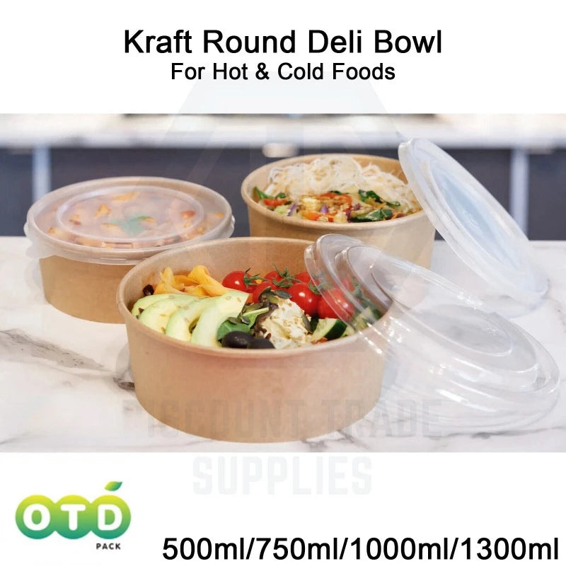 Biodegradable Kraft Paper Salad Bowl Environmental Friendly Disposable Take Out Food Container For Meal Prep And Multiple Use