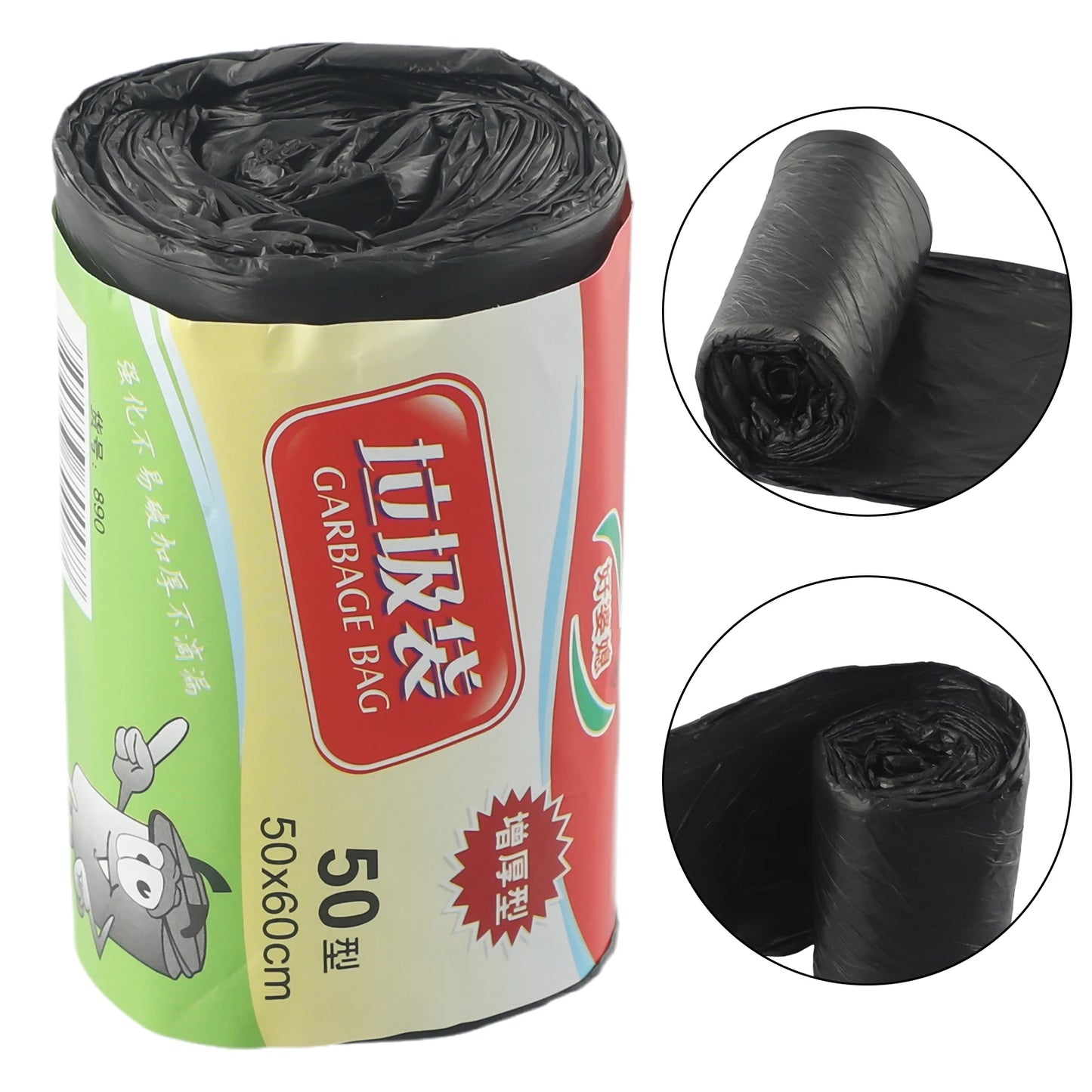 1 Roll 50x60cm Disposable Garbage Bag Household Black Plastic Trash Bags Convenient Environmental Garbage Bags For Kitchen Home