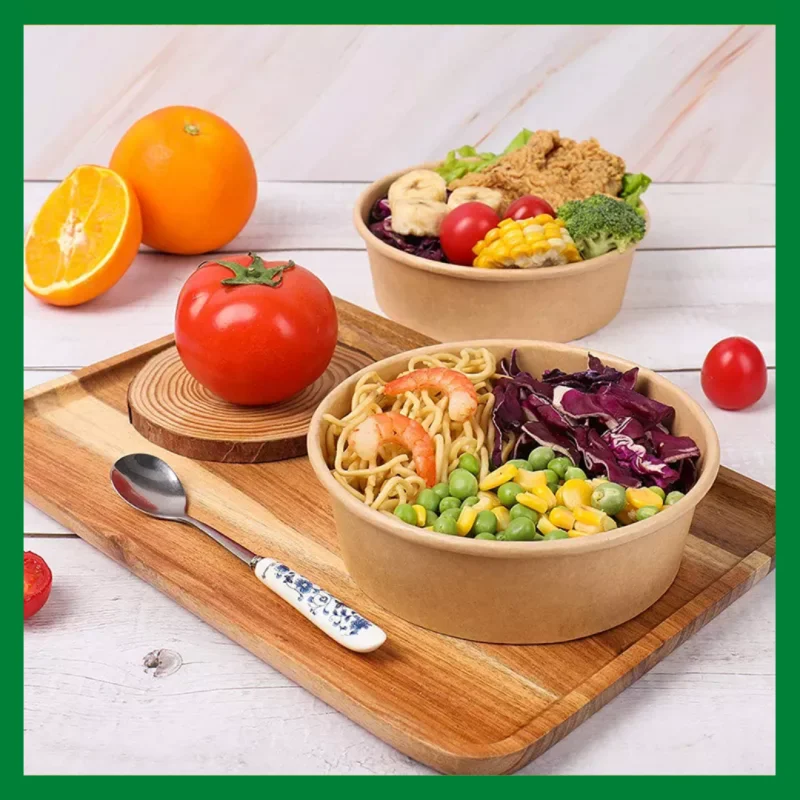 Biodegradable Kraft Paper Salad Bowl Environmental Friendly Disposable Take Out Food Container For Meal Prep And Multiple Use