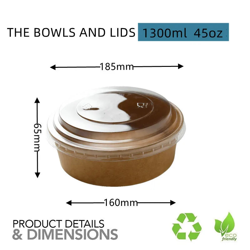 Biodegradable Kraft Paper Salad Bowl Environmental Friendly Disposable Take Out Food Container For Meal Prep And Multiple Use