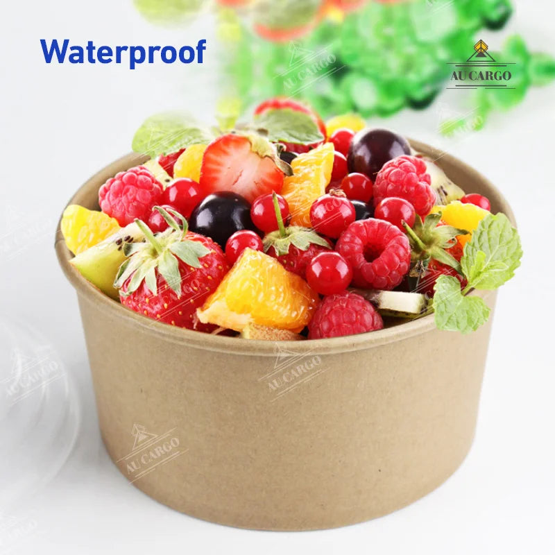 Biodegradable Kraft Paper Salad Bowl Environmental Friendly Disposable Take Out Food Container For Meal Prep And Multiple Use