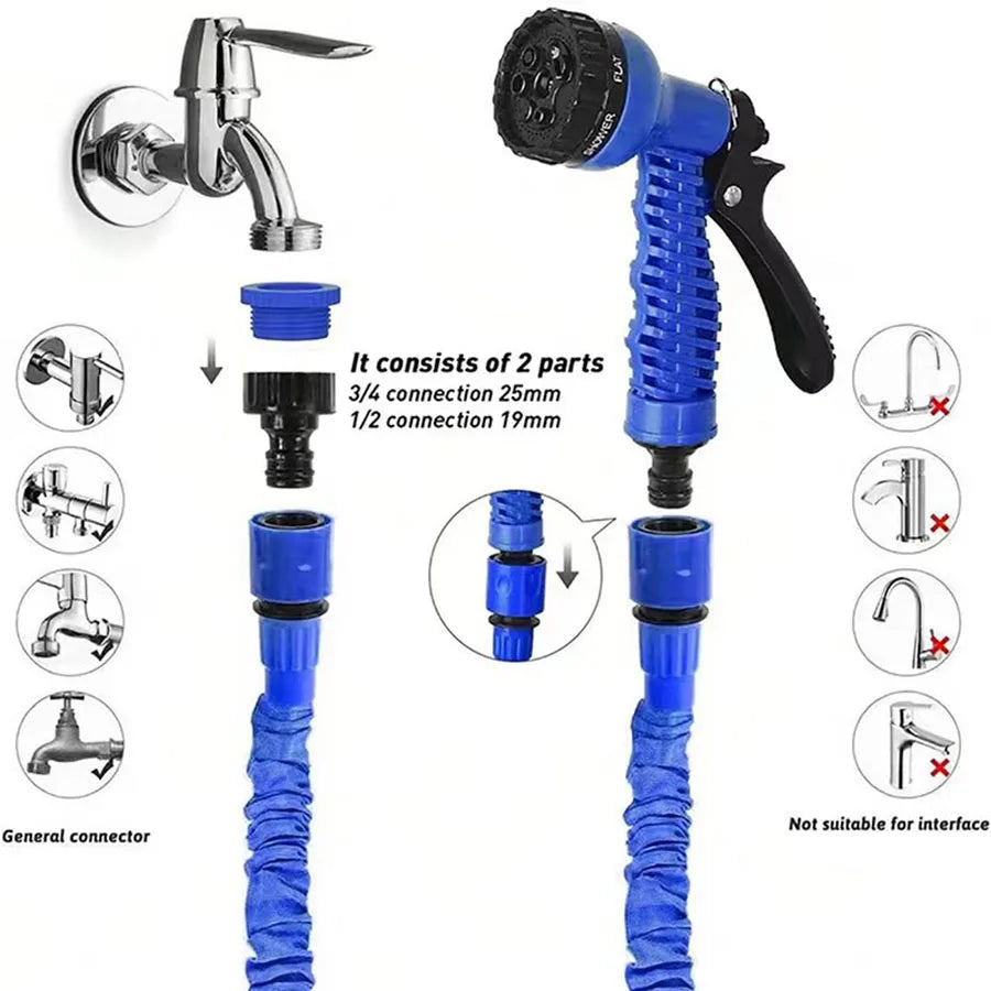 25FT-200FT Expandable Magic Hose 7 Water Spraying Functions Gun Durable Materials Home Garden Watering Tools Lightweight Design