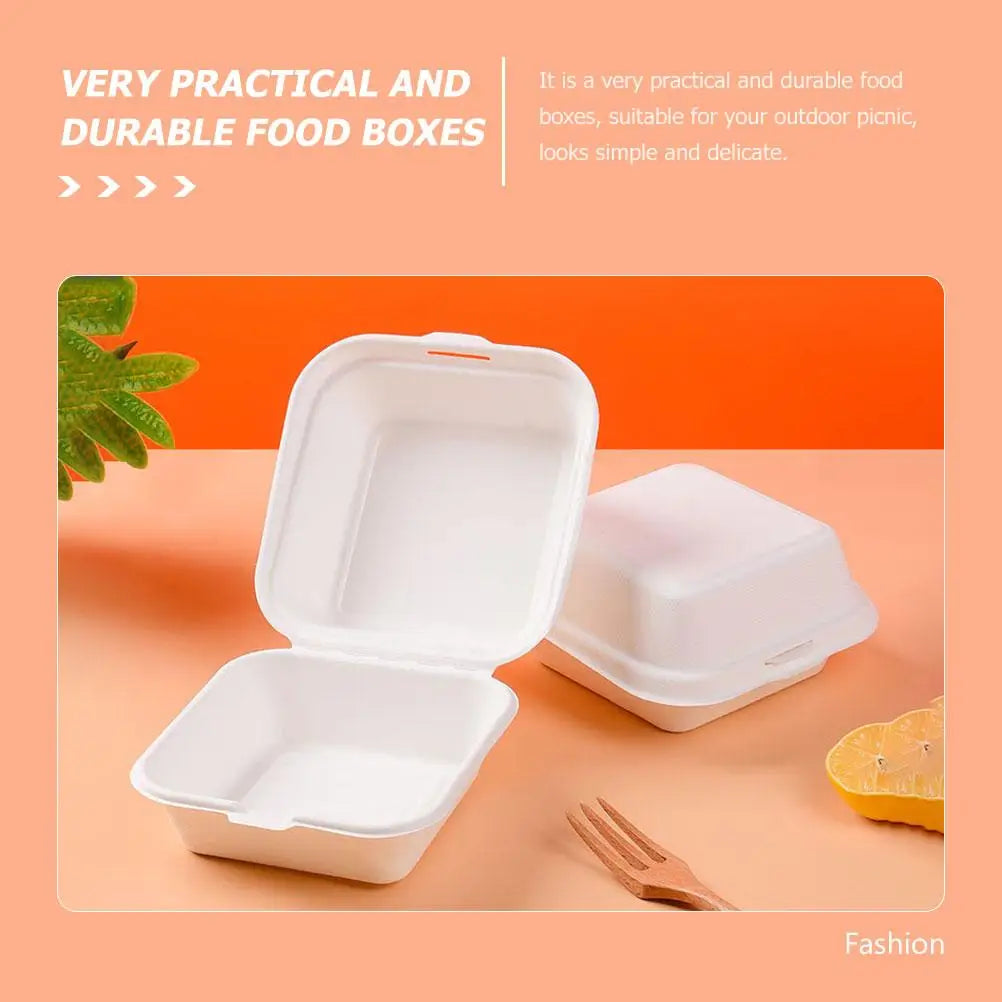 20Pcs Disposable Food Boxes Biodegradable Takeaway Containers Sugar Cane Pulp Storage Boxes For Restaurant