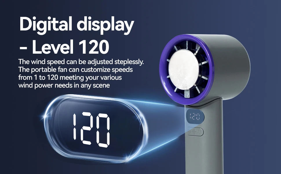 3000mAh Portable mini Fan 120 Wind Speeds Instant Cooling with Ice Mode Handheld fan USB Rechargeable electric fans Camping Fan