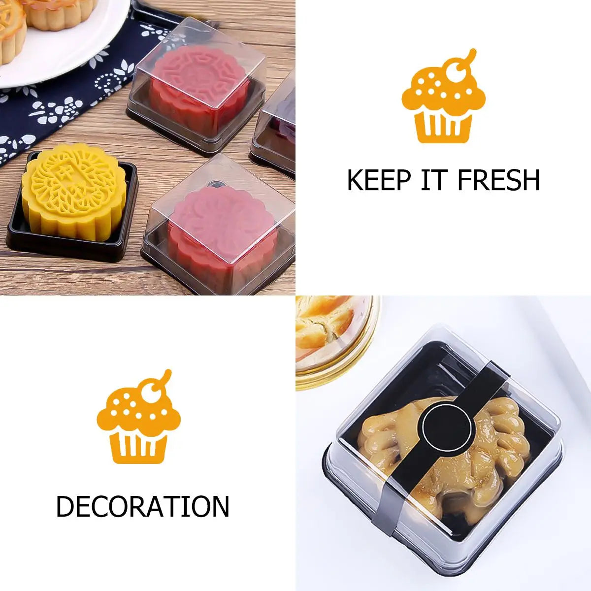 100 Pcs Packing Box Cream Slice Packaging Food Boxes Bread Wedding Dessert Container Plastic Christmas Square