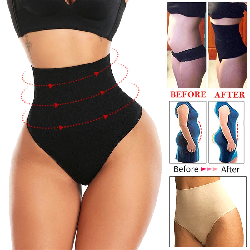 Women Sexy High Waist Thong Shaper Tummy Reducer Slimming Control Panties Butt Lifter Lingeries Shapewear