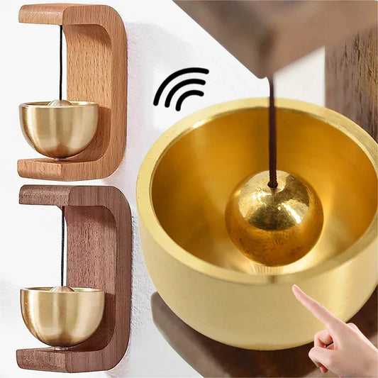 Magnetic Wood Doorbell Chime Hanging Wooden Wind Chimes Copper Bell Walnut Windbell Doorbells Vintage Door Bell Home Decorations