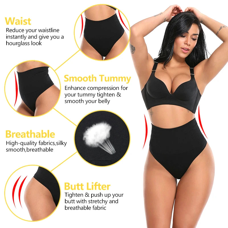 Women Sexy High Waist Thong Shaper Tummy Reducer Slimming Control Panties Butt Lifter Lingeries Shapewear