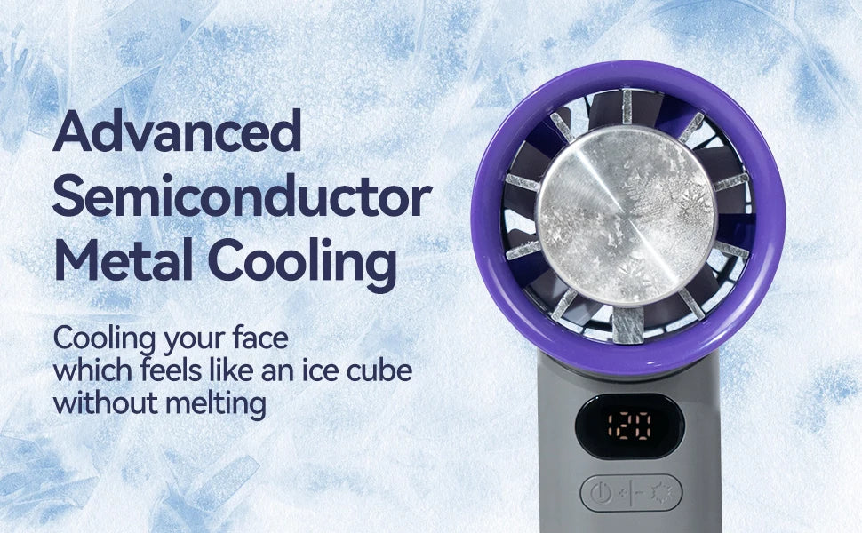 3000mAh Portable mini Fan 120 Wind Speeds Instant Cooling with Ice Mode Handheld fan USB Rechargeable electric fans Camping Fan