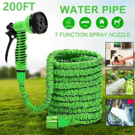 25FT-200FT Expandable Magic Hose 7 Water Spraying Functions Gun Durable Materials Home Garden Watering Tools Lightweight Design