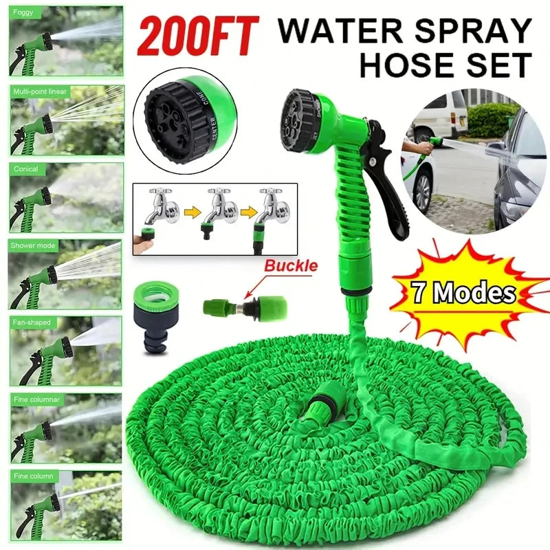 25FT-200FT Expandable Magic Hose 7 Water Spraying Functions Gun Durable Materials Home Garden Watering Tools Lightweight Design